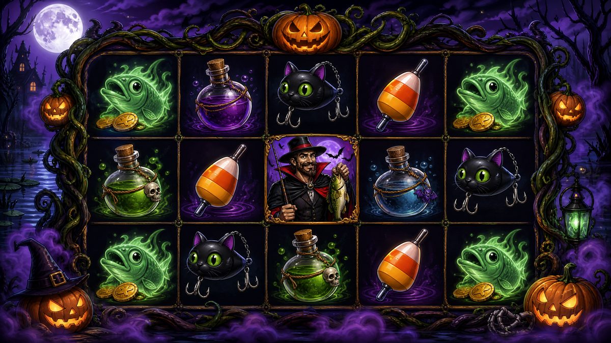 Big Bass Halloween Slot Review Not On Gamstop (2026) Big Bass Halloween slot reels with ghostly fish and potion symbols