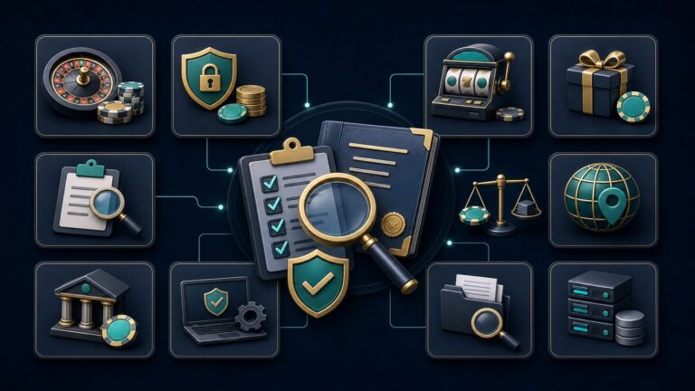Evidence matrix for comparing casino identity, licensing, terms and player-protection claims