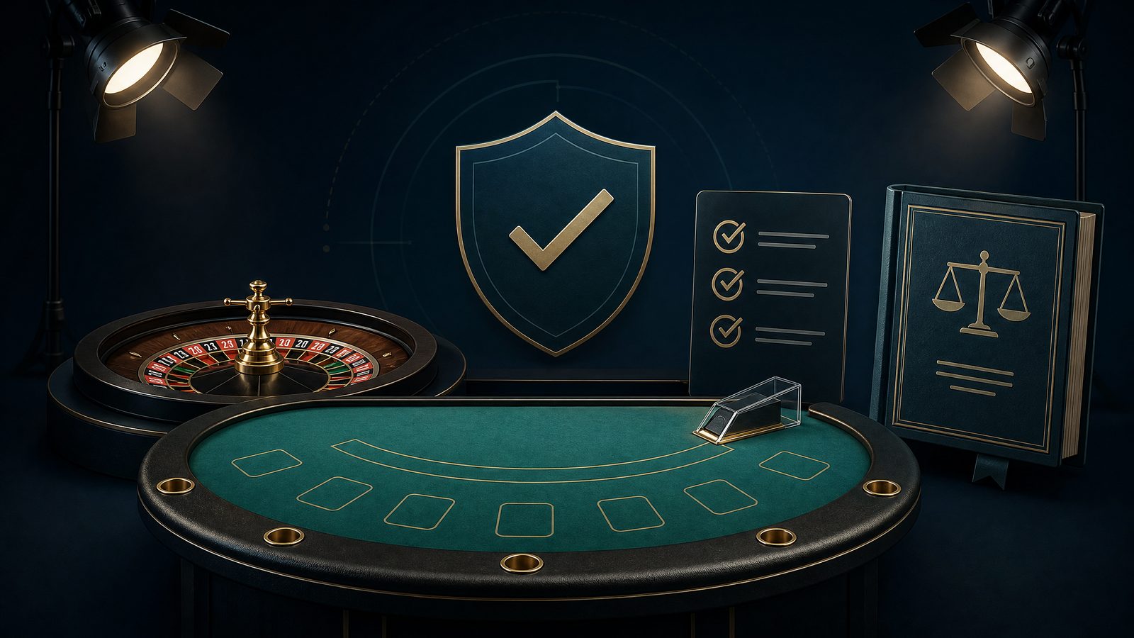 Live dealer table with checks for game rules, licensing and safer gambling